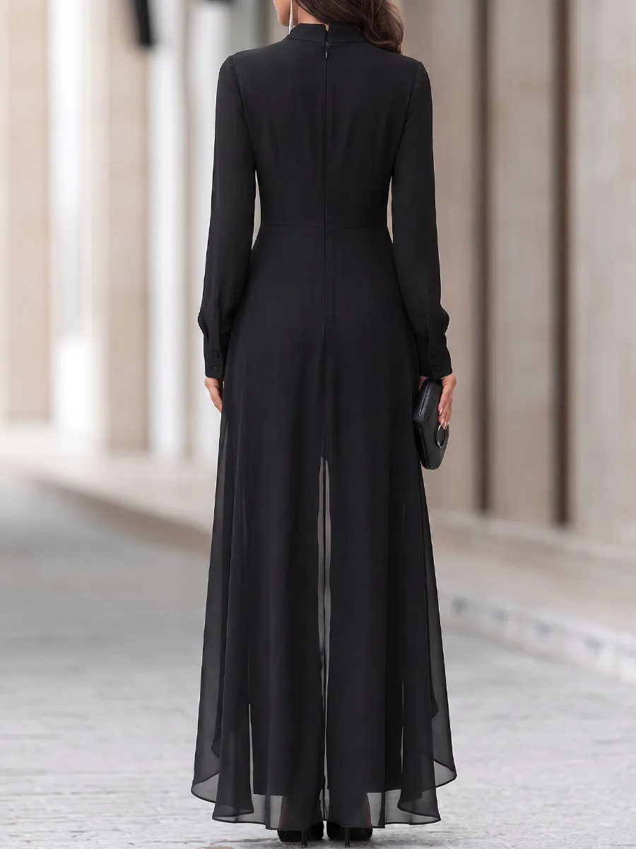 Chiffon Overlay Tunic And Tailored Wide-Leg Pants Set sold by Mooyius product image thumbnail 5