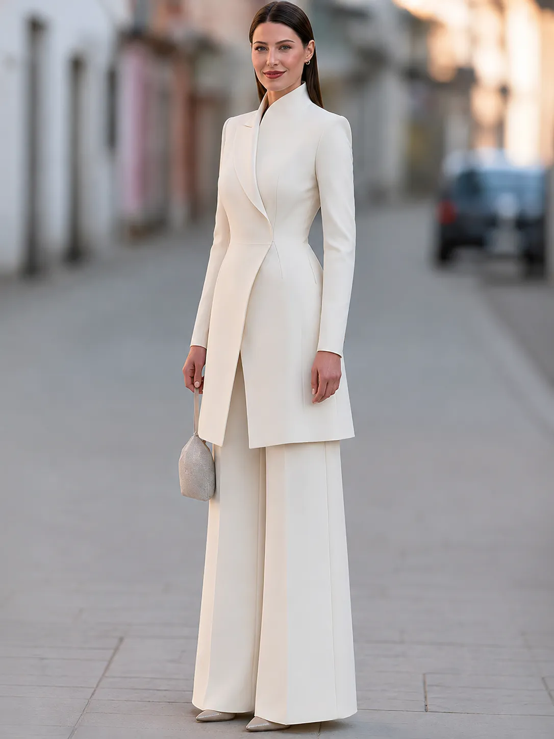 Elegant Longline Tailored Blazer And Wide Leg Pants Suit Set sold by Mooyius product image thumbnail 2