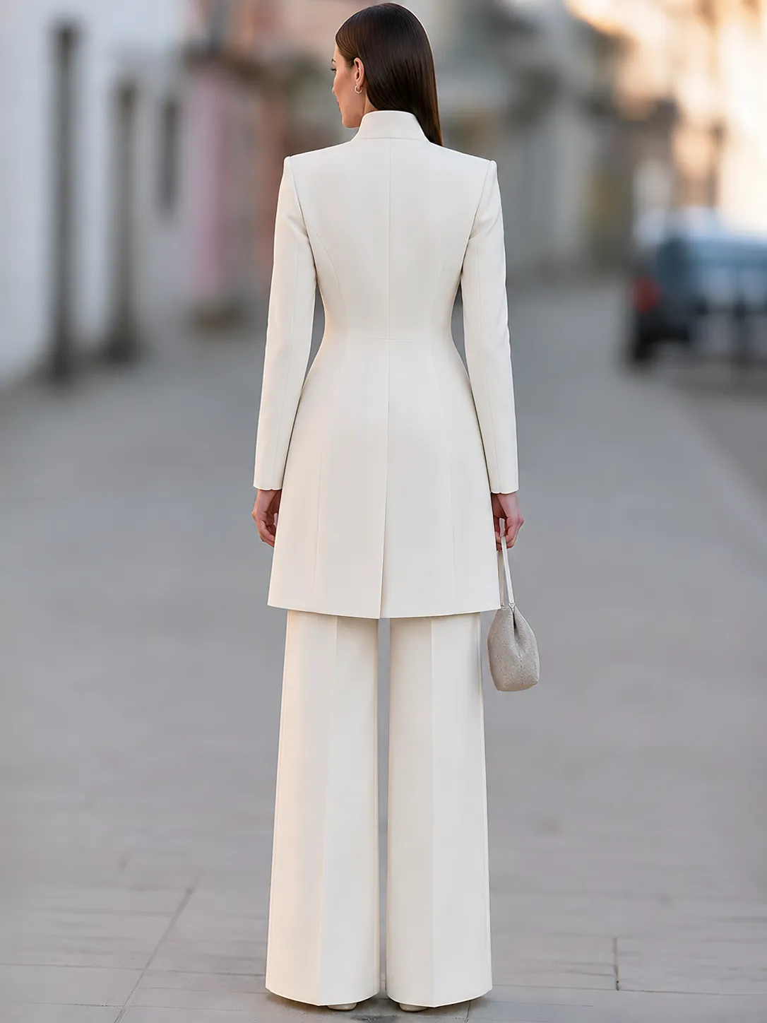 Elegant Longline Tailored Blazer And Wide Leg Pants Suit Set sold by Mooyius product image thumbnail 3