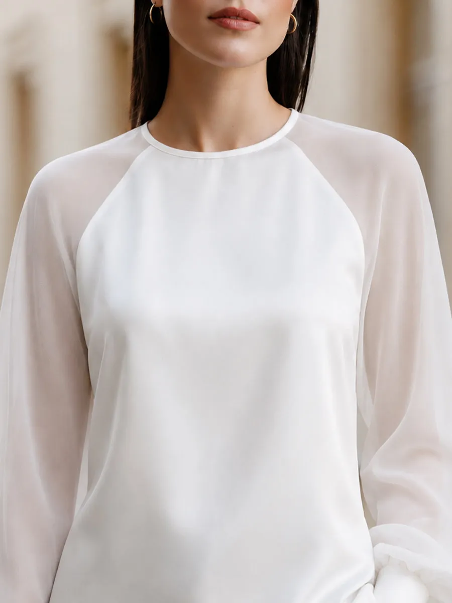 Raglan Chiffon Sleeve Satin Blouse sold by Mooyius product image thumbnail 3