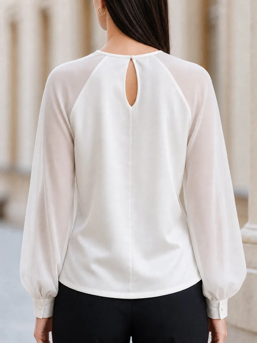 Raglan Chiffon Sleeve Satin Blouse sold by Mooyius product image thumbnail 2