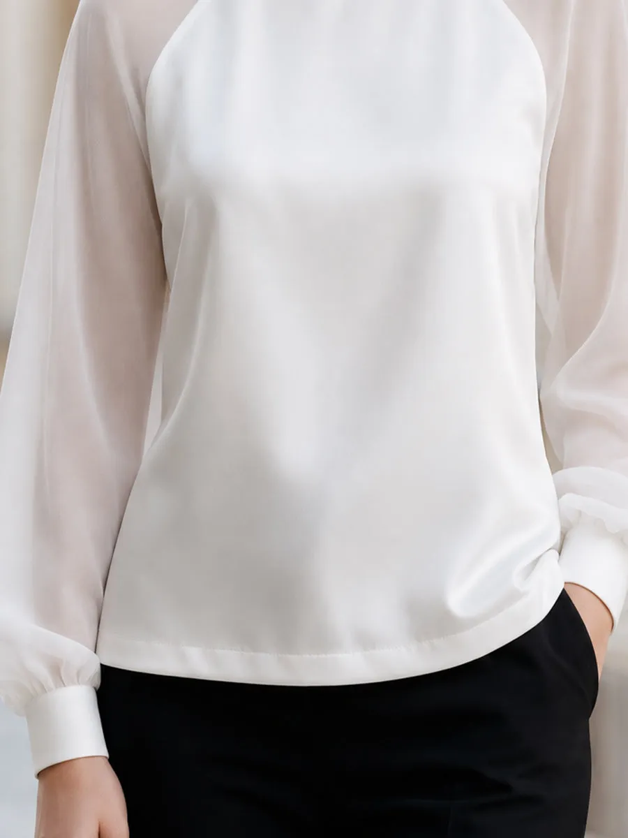 Raglan Chiffon Sleeve Satin Blouse sold by Mooyius product image thumbnail 4