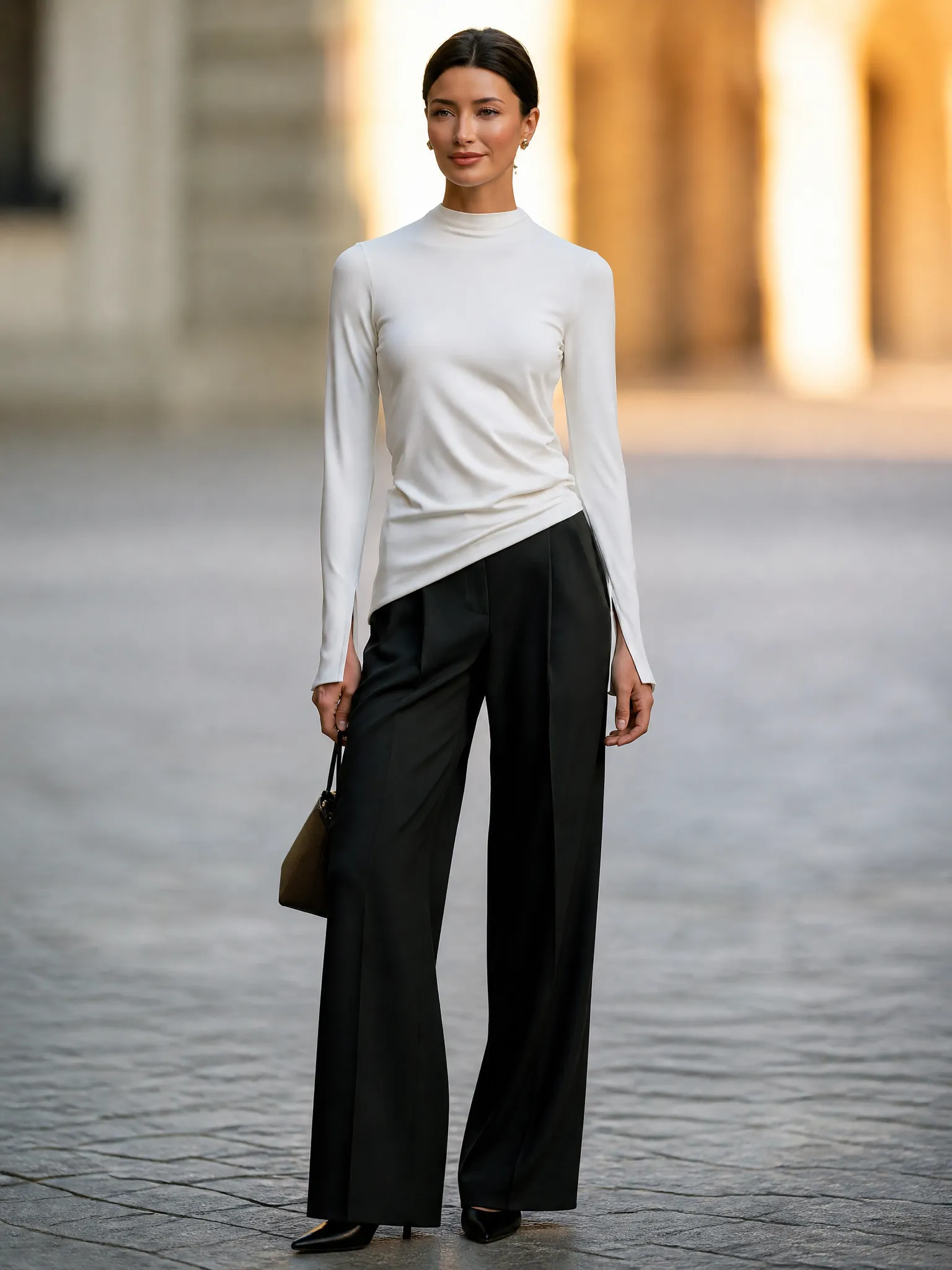 Asymmetric Mock-Neck Long-Sleeve Top sold by Mooyius product image thumbnail 4