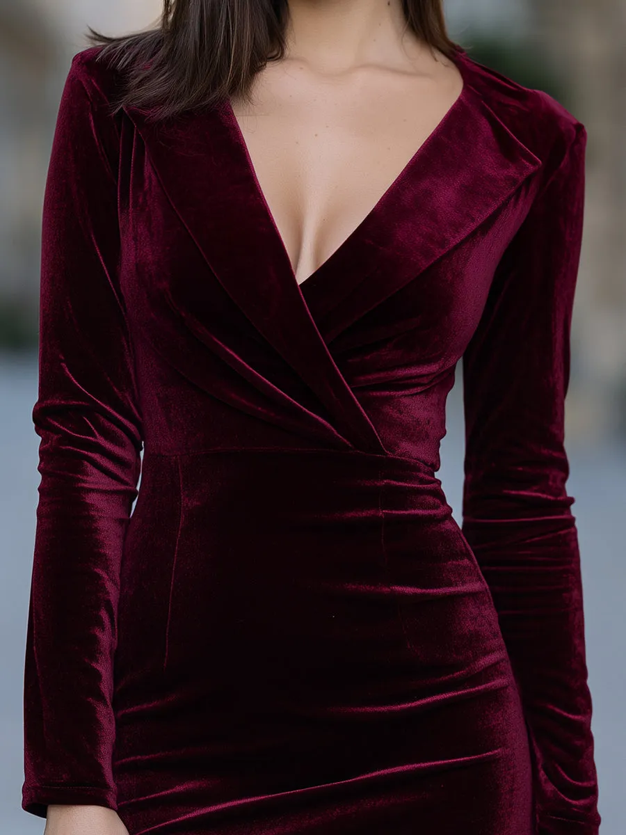 Velvet Wrap-Front Mini Dress sold by Mooyius product image thumbnail 3
