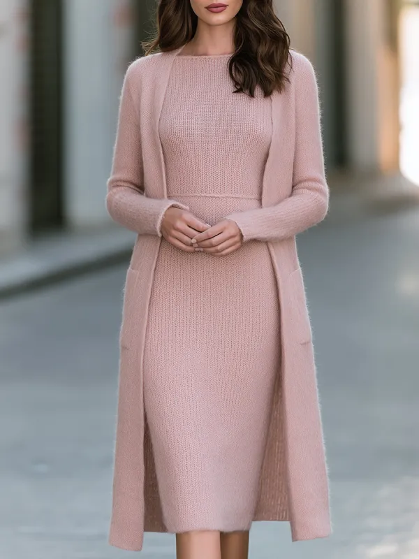 Soft Knit Midi Dress & Longline Cardigan Set made by Mooyius