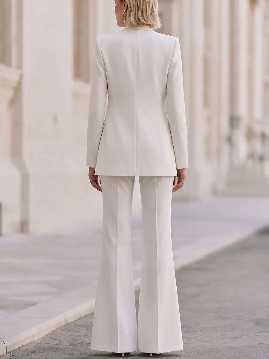 Notched‑Lapel Blazer, Cami Top & Flare‑Leg Trouser Three‑Piece Suit sold by Mooyius product image thumbnail 4