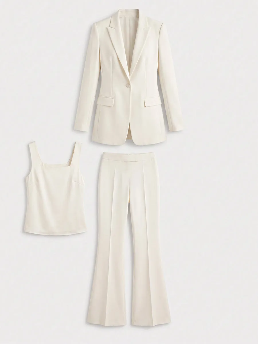 Notched‑Lapel Blazer, Cami Top & Flare‑Leg Trouser Three‑Piece Suit sold by Mooyius product image thumbnail 2