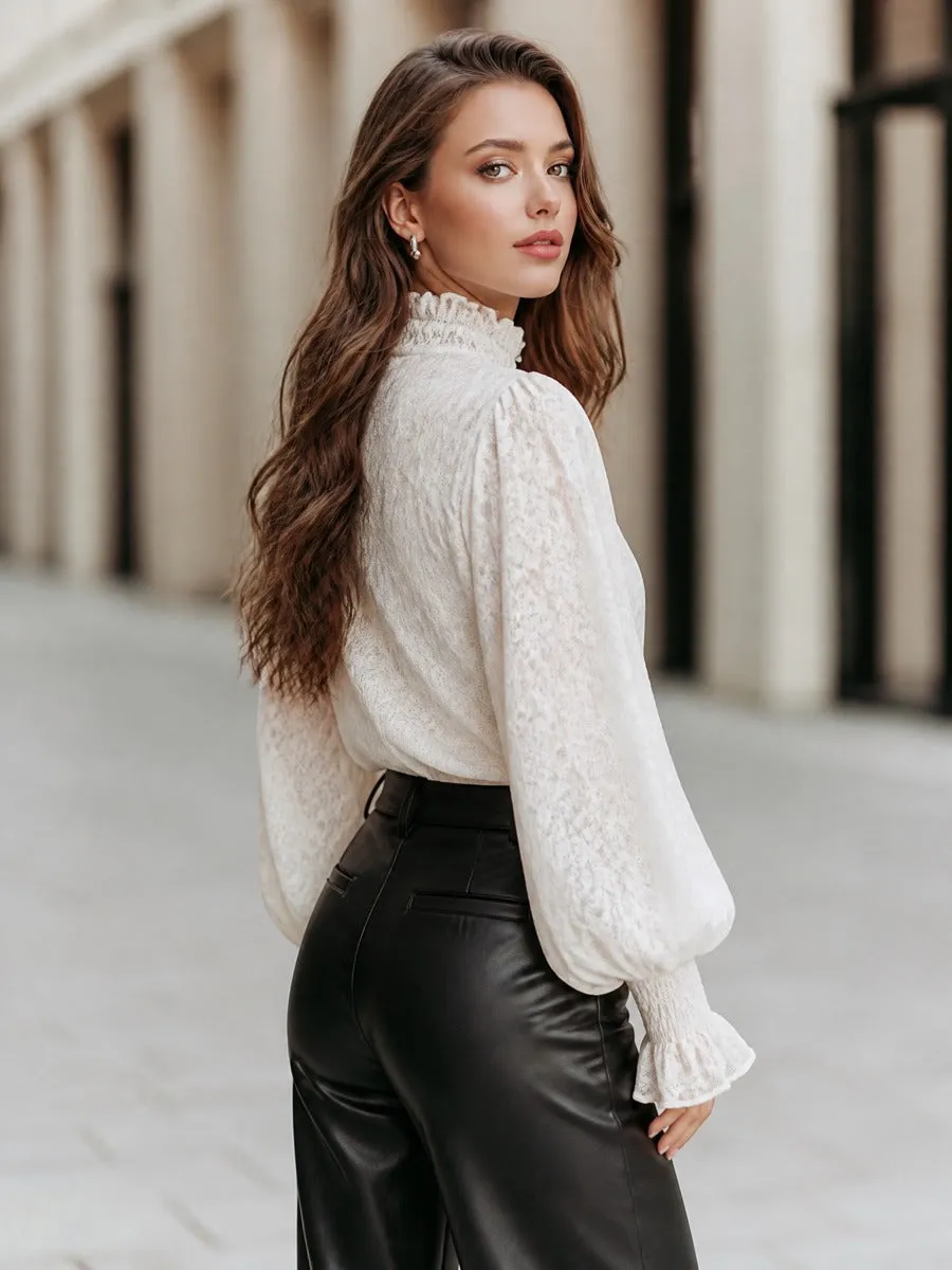 Loral Lace Ruffle-Neck Blouse sold by Mooyius product image thumbnail 3