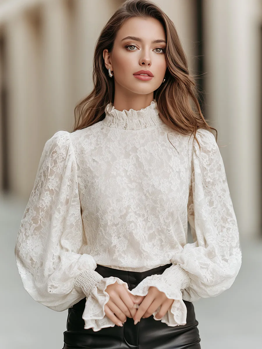 Loral Lace Ruffle-Neck Blouse sold by Mooyius product image thumbnail 2