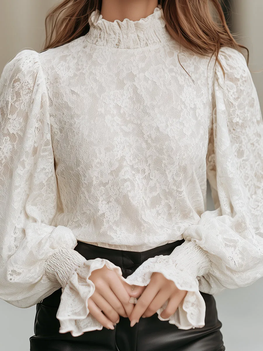 Loral Lace Ruffle-Neck Blouse sold by Mooyius product image thumbnail 5