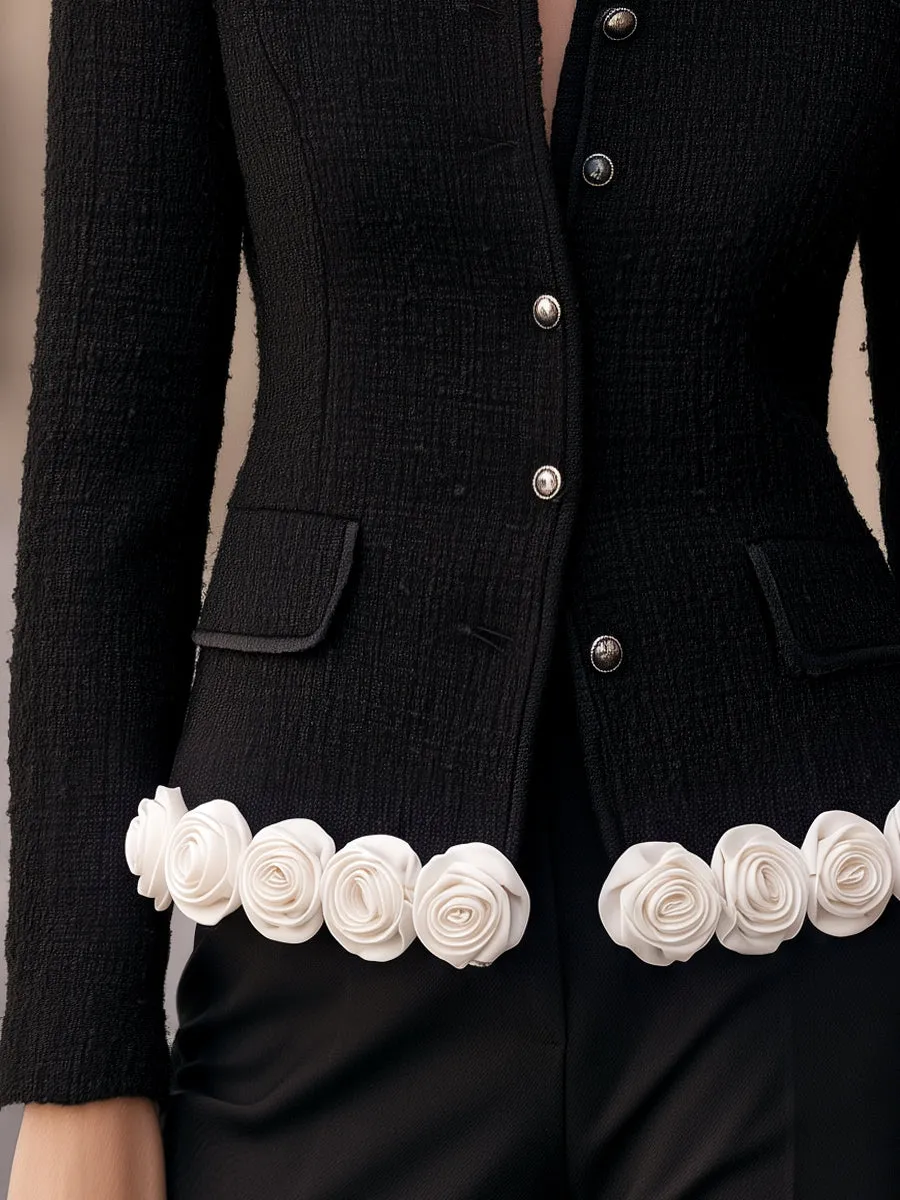 Floral Appliqué Tweed Tailored Jacket sold by Mooyius product image thumbnail 4