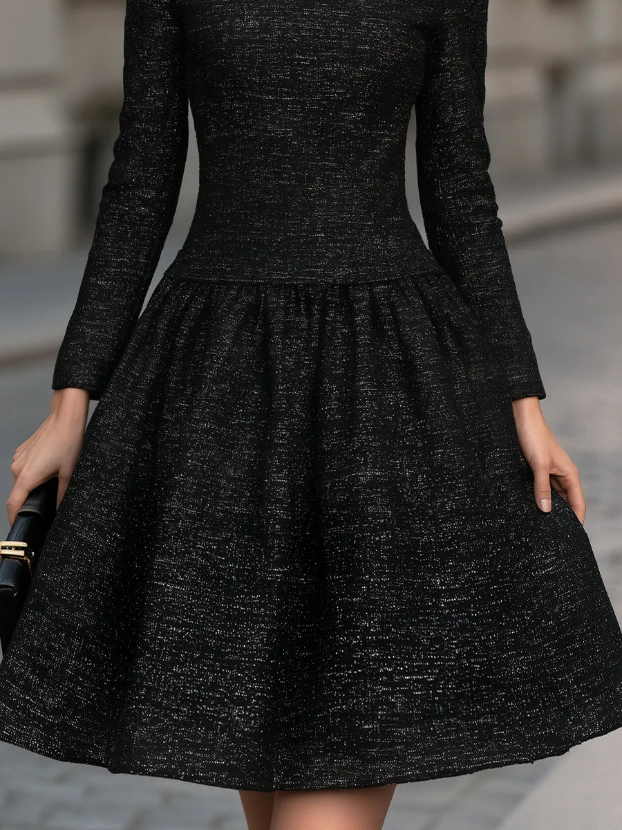 Textured Tweed Fit And Flare A-Line Midi Dress sold by Mooyius product image thumbnail 4