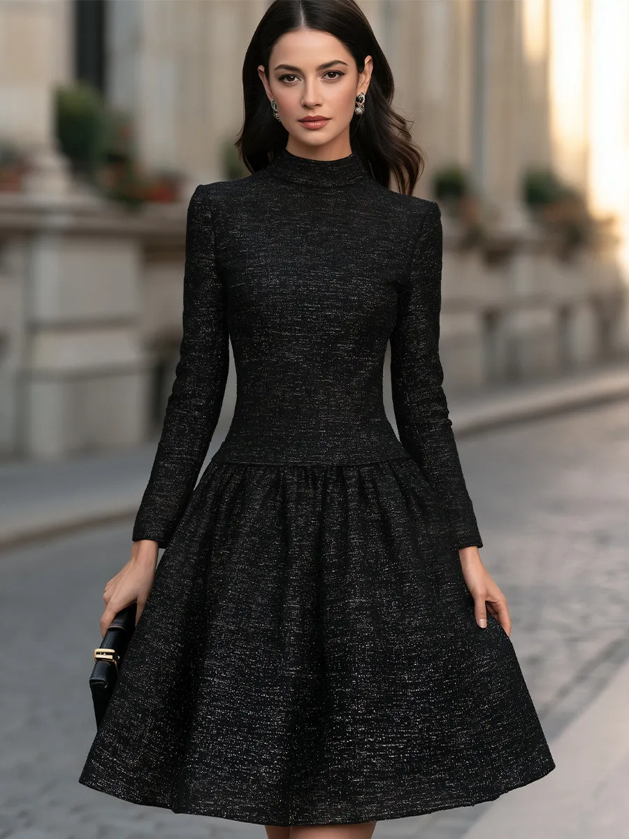 Textured Tweed Fit And Flare A-Line Midi Dress sold by Mooyius product image thumbnail 2