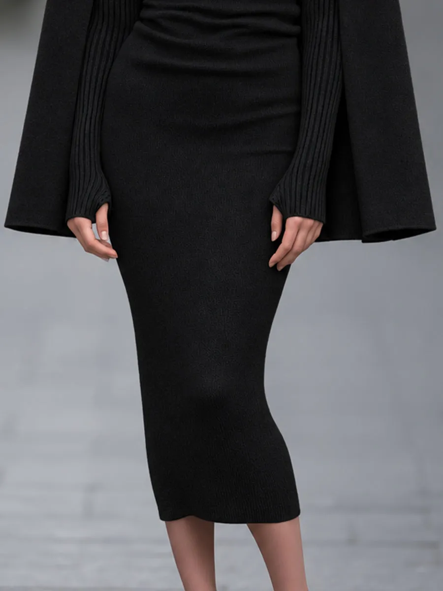 Cape-Sleeve Knit Midi Dress sold by Mooyius product image thumbnail 4