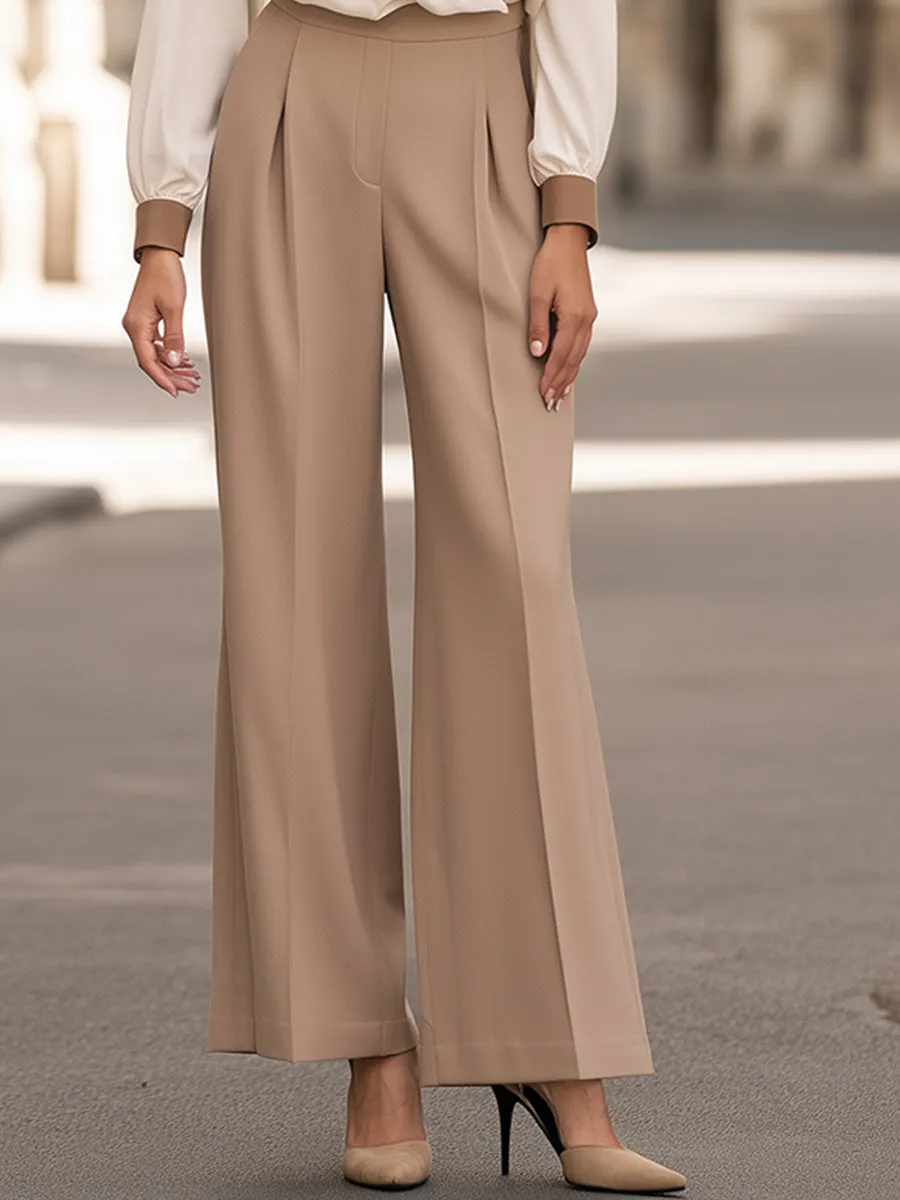 Contrast-Trim Blouse And Wide-Leg Pants Two-Piece Set sold by Mooyius product image thumbnail 4
