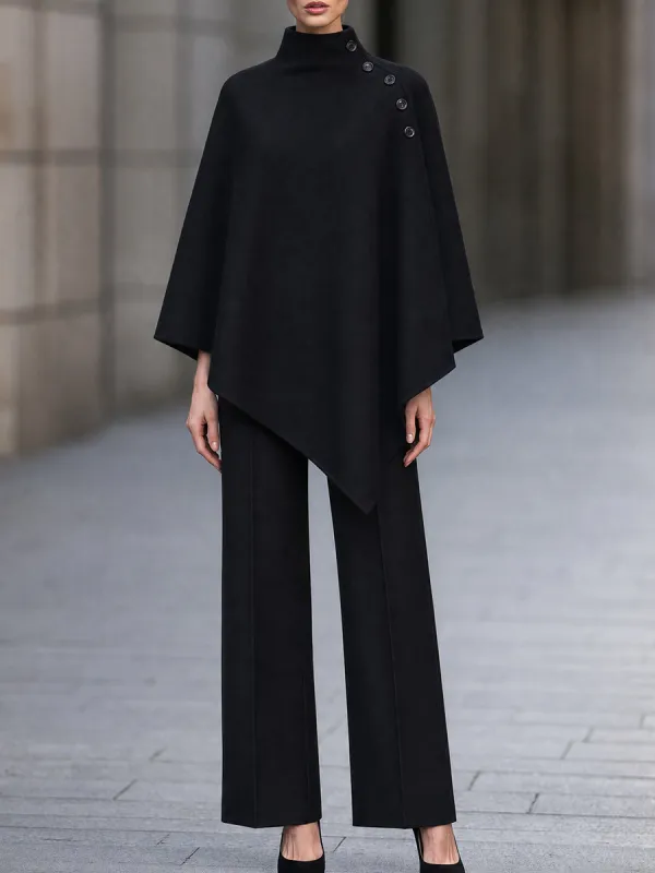 Asymmetric Cape And Straight-Leg Pants Two-Piece Set made by Mooyius