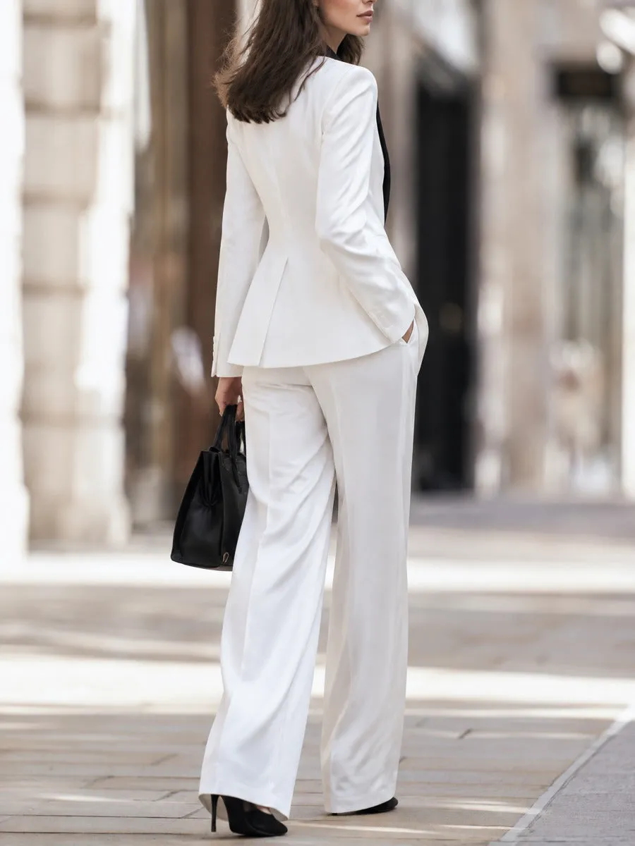 Contrast Lapel Single-Button Blazer, Camisole And Wide-Leg Trousers Three-Piece Set sold by Mooyius product image thumbnail 3