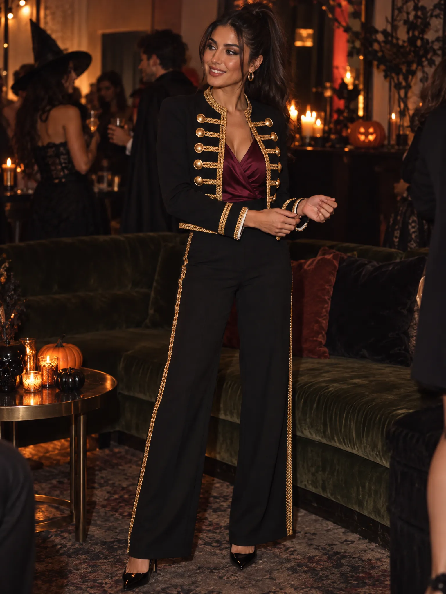 Cropped Military Blazer & High Waist Wide Leg Pants Suit sold by Mooyius product image thumbnail 4