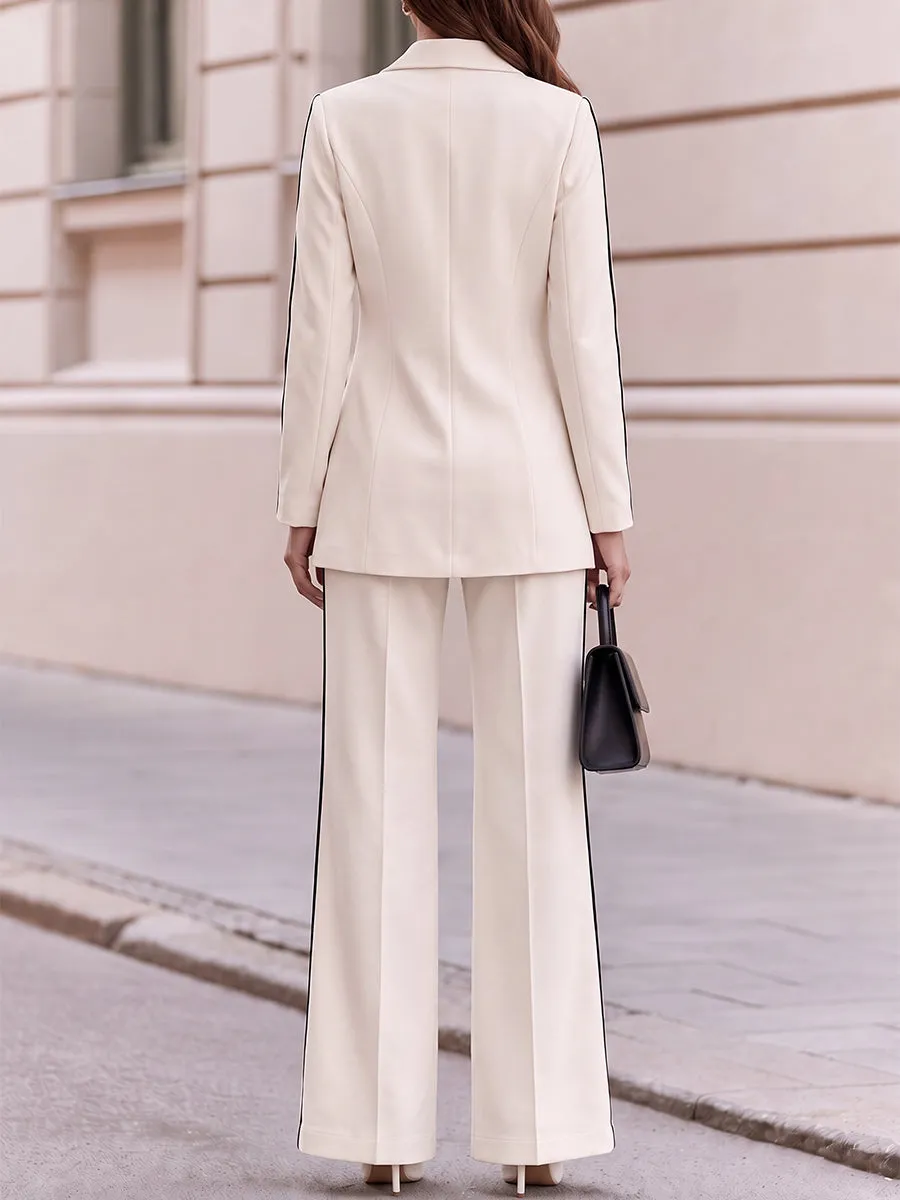 Lapel Zip Front Tailored Blazer And Side Stripe Wide Leg Pants Co Ord Set sold by Mooyius product image thumbnail 2