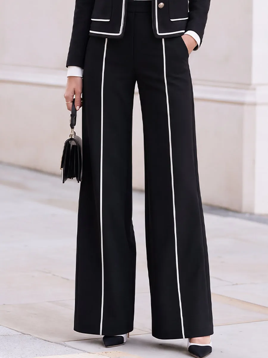 Contrast Piping Tailored Jacket & Wide Leg Trousers Two Piece Set sold by Mooyius product image thumbnail 5
