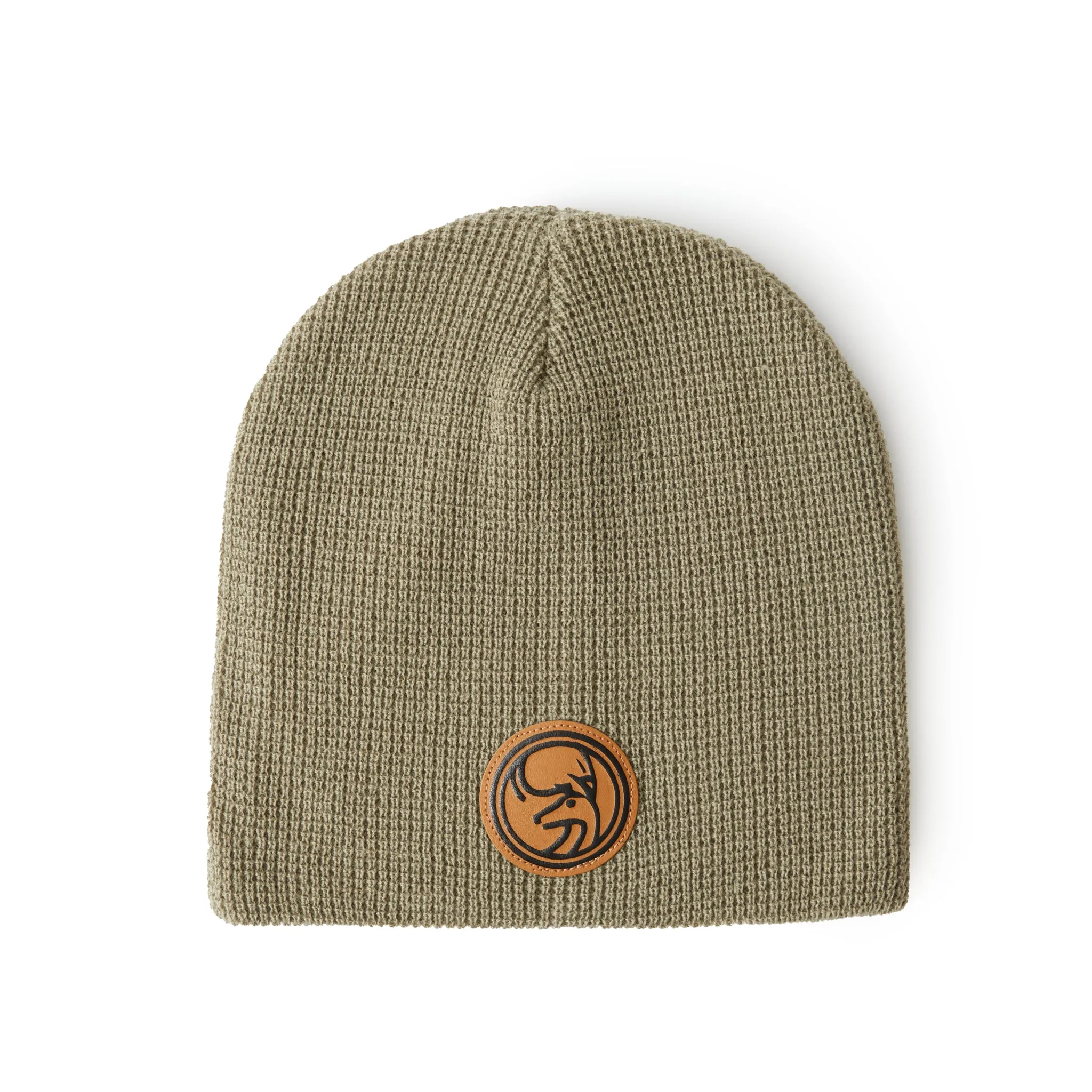 JUNE MTN SCRIM BEANIE-CIRCLE DEAR LEATHER PATCH sold by Mammoth