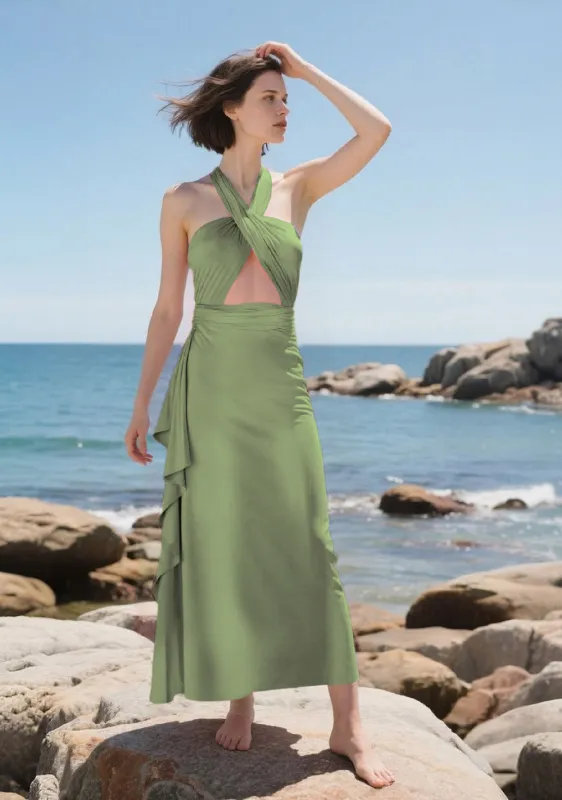 SandSea™ Olive Green Infinity Beach Dress sold by Infinity Dress