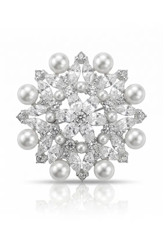 Pearl Rhinestone Floral Brooch for Infinity Dress made by Infinity Dress