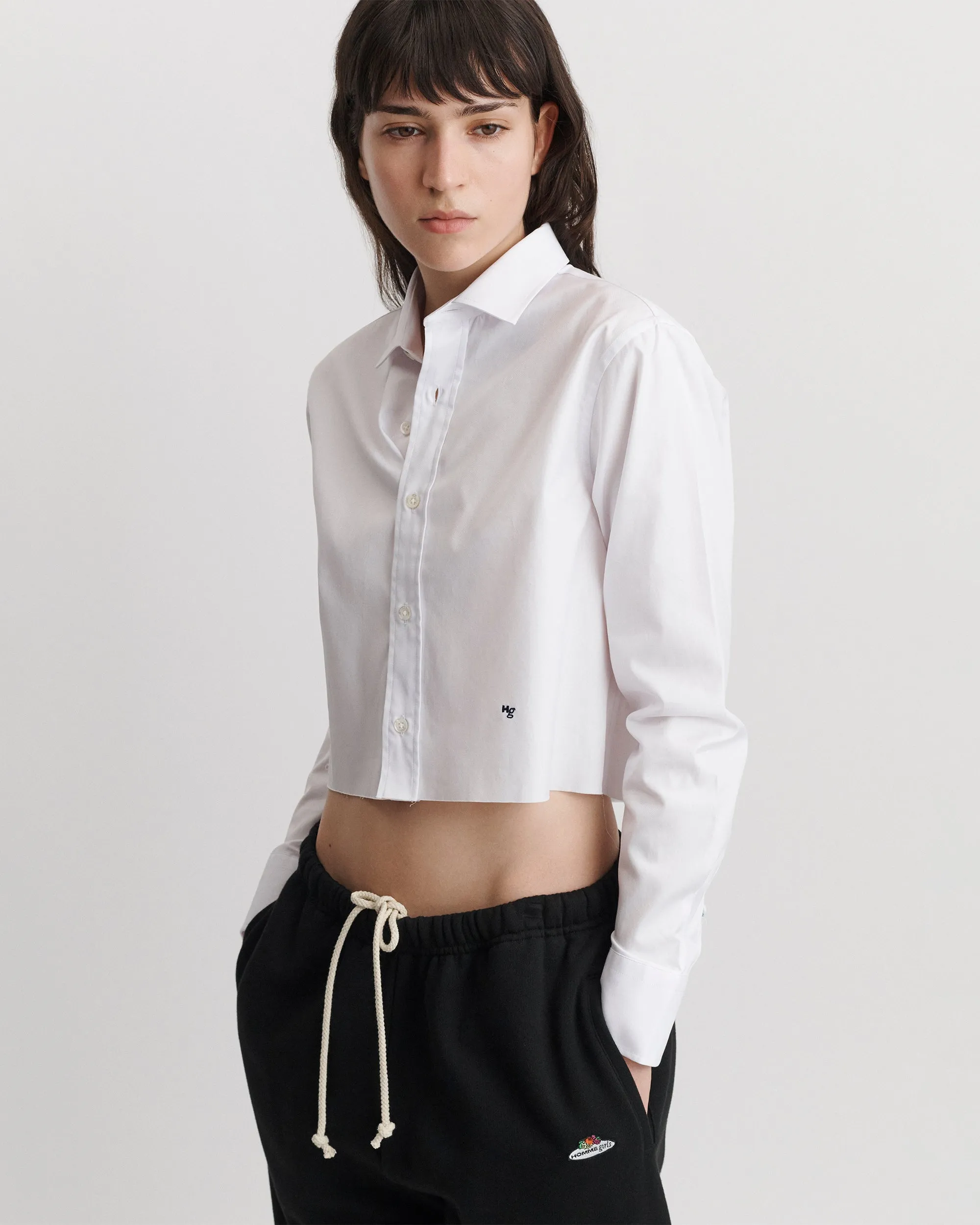 Cropped Shirt in White sold by Homme Girls product image thumbnail 3