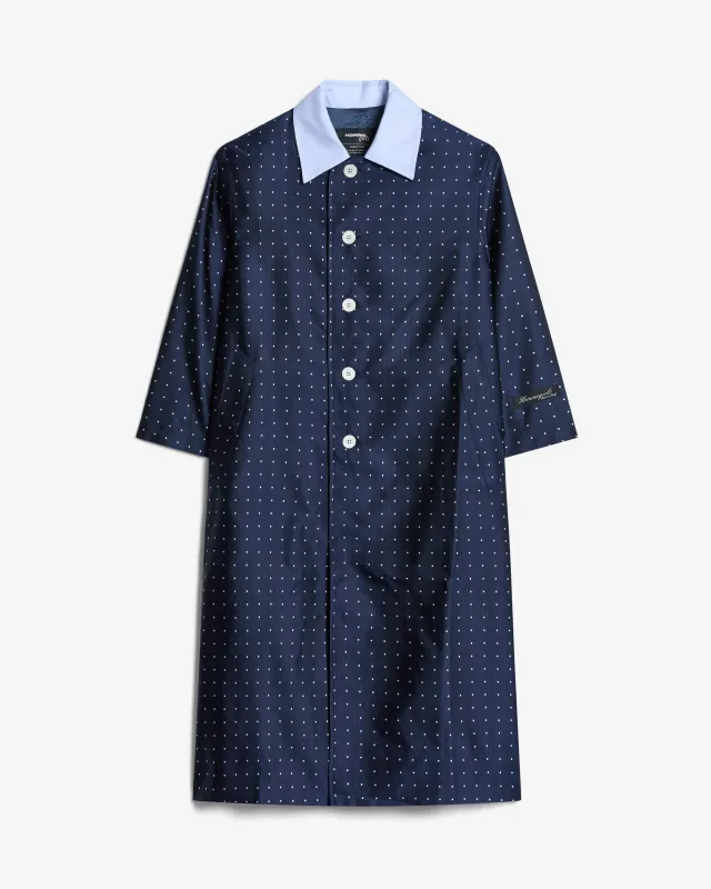 Swing Coat in Navy Polka Dot made by Homme Girls