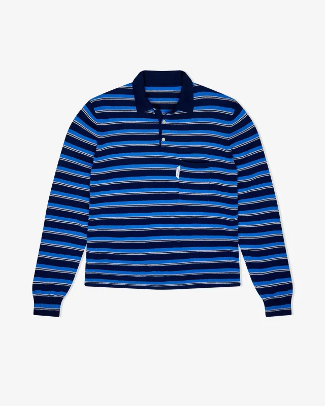 Knit Stripe Polo in Blue Stripe made by Homme Girls