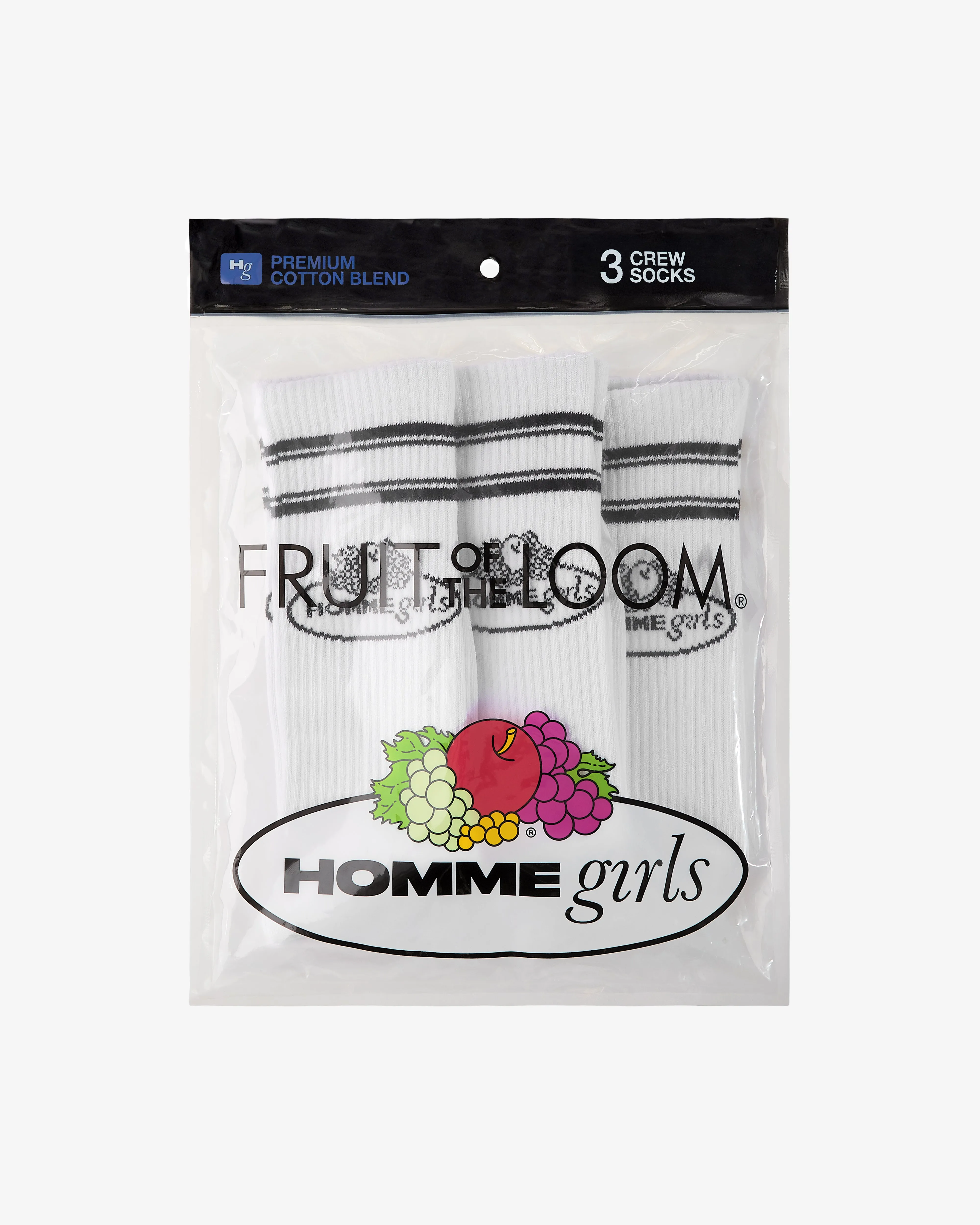 HommeGirls x Fruit Of The Loom Crew Socks (3-Pack) sold by Homme Girls product image thumbnail 2
