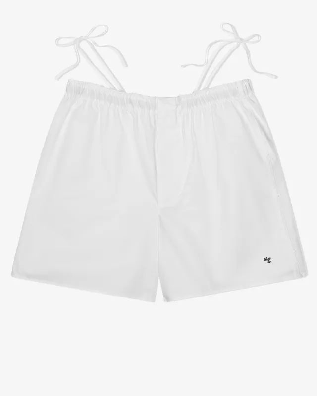 Side Tie Boxer in Oxford White made by Homme Girls