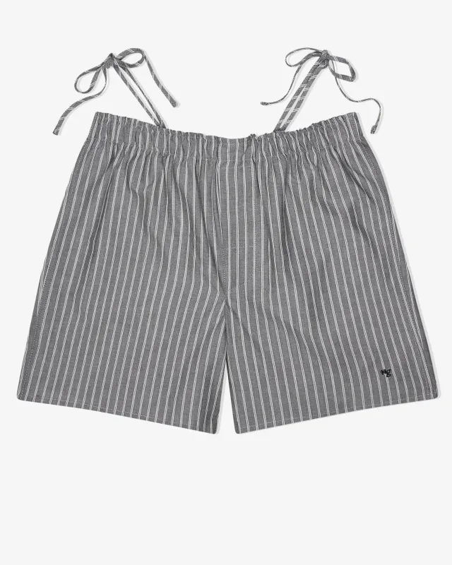 Side Tie Boxer in Oxford Grey Stripe made by Homme Girls