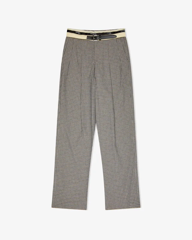 Flip Waist Pant with Belt in Check Plaid made by Homme Girls