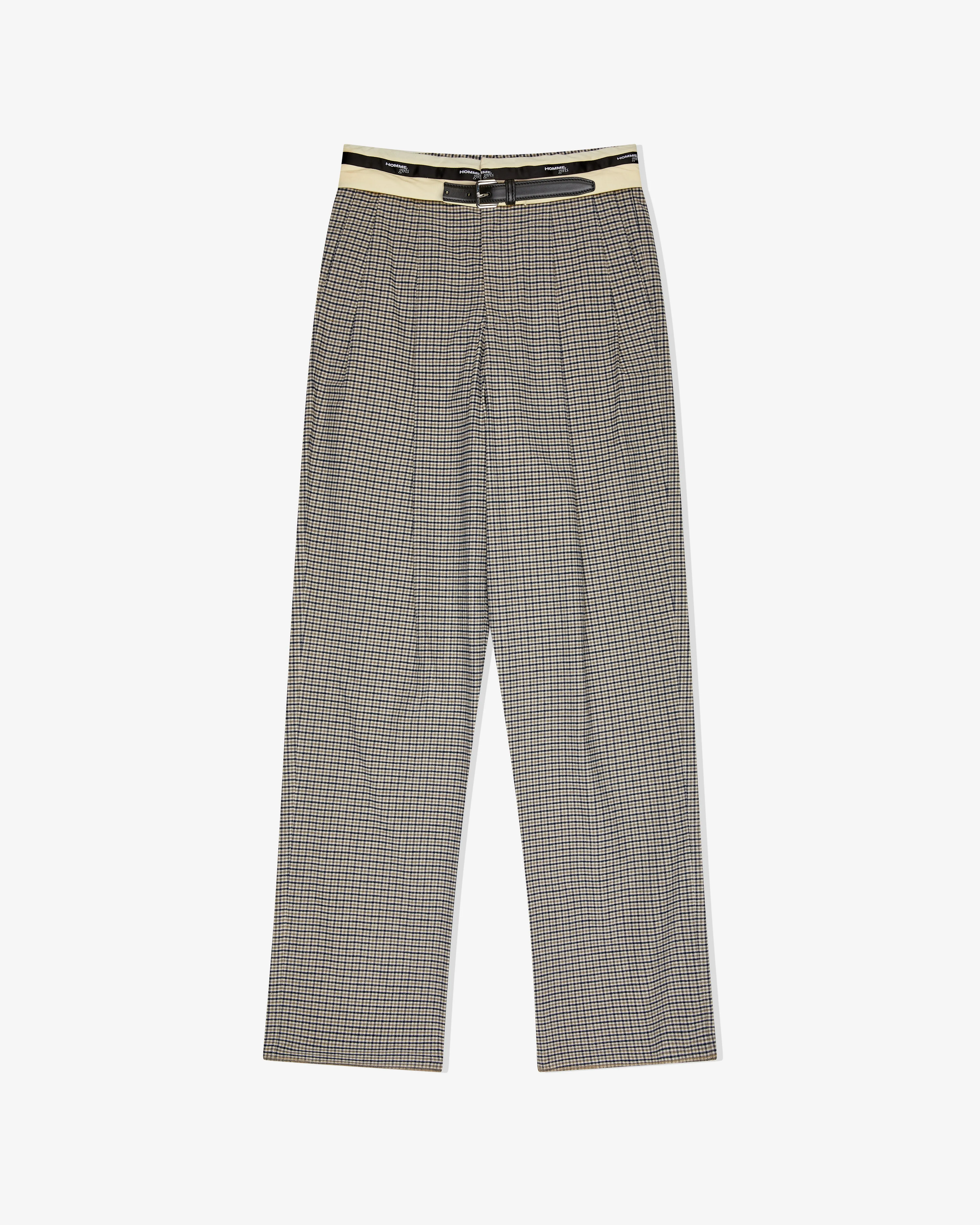 Flip Waist Pant with Belt in Check Plaid sold by Homme Girls