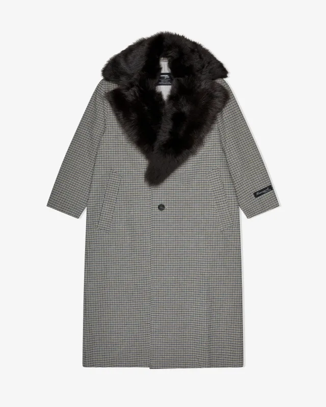 Mac Coat with Shearling Collar in Check Plaid made by Homme Girls
