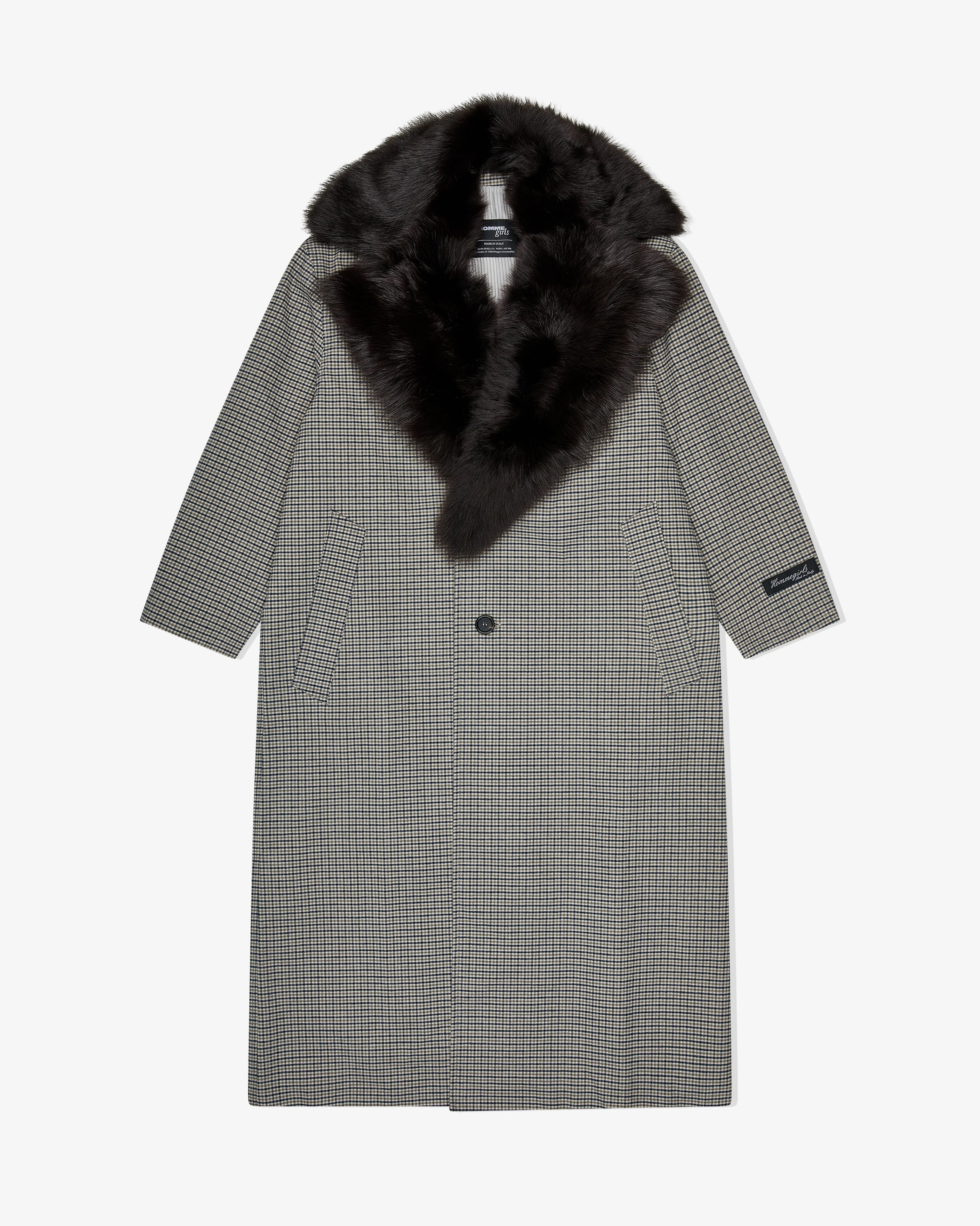 Mac Coat with Shearling Collar in Check Plaid sold by Homme Girls
