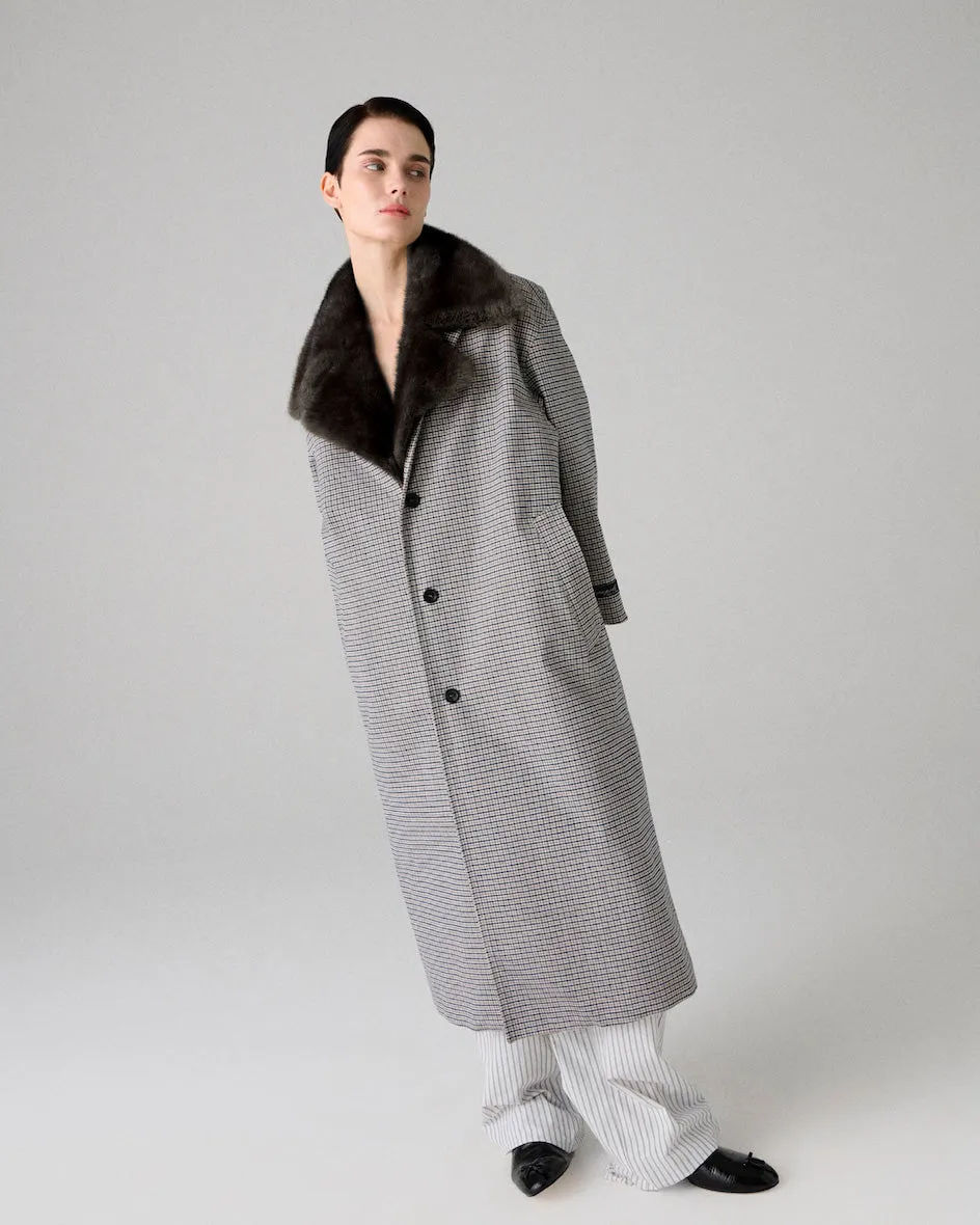Mac Coat with Shearling Collar in Check Plaid sold by Homme Girls product image thumbnail 2