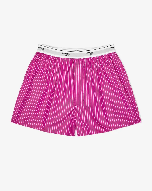 Boxer Shorts in Raspberry Stripe made by Homme Girls