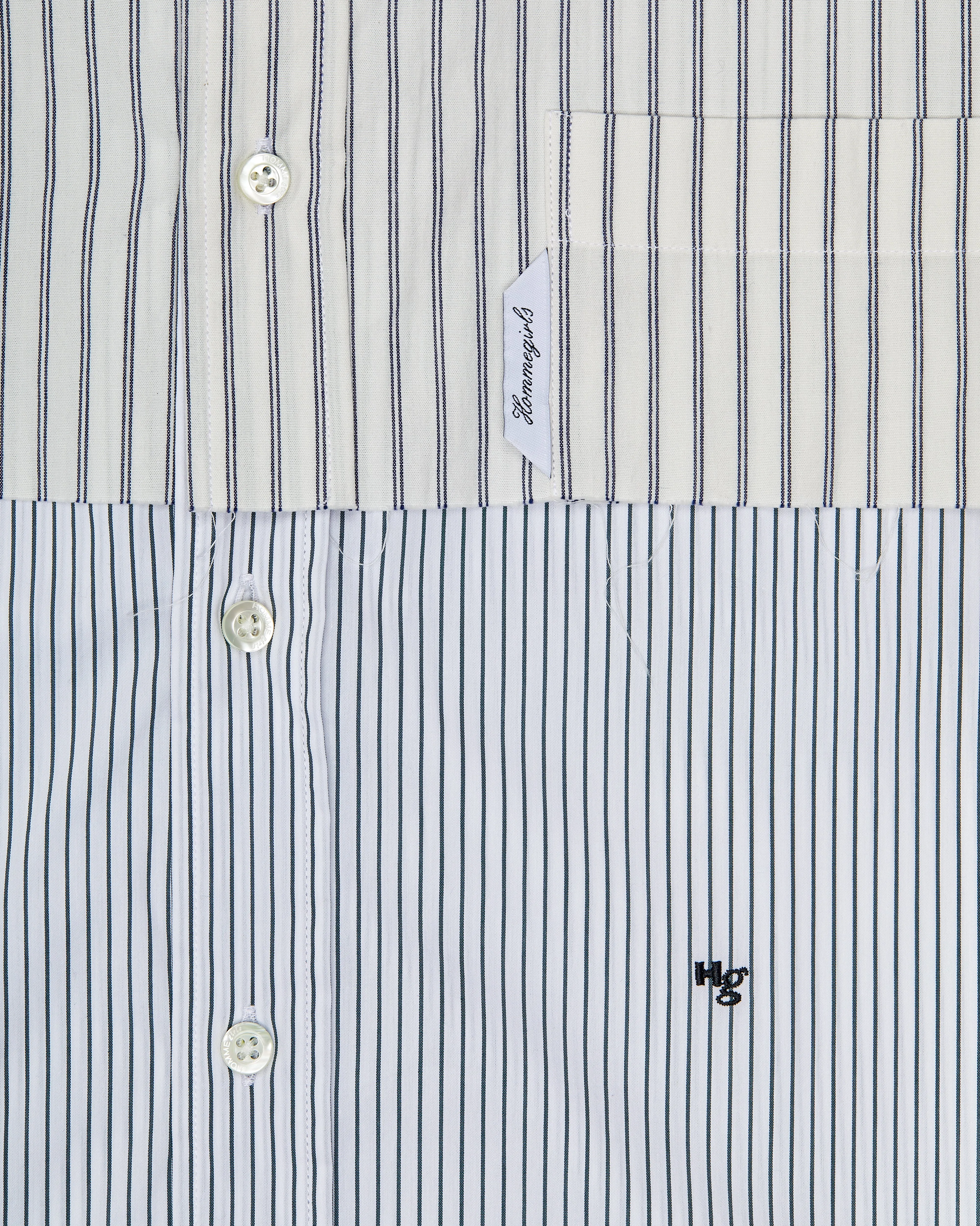 Long Sleeve Layered Shirt in White Stripe sold by Homme Girls product image thumbnail 2
