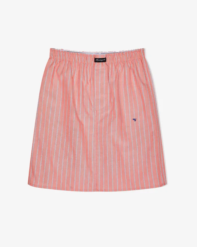 Boxer Pencil Skirt in Coral Stripe Oxford made by Homme Girls