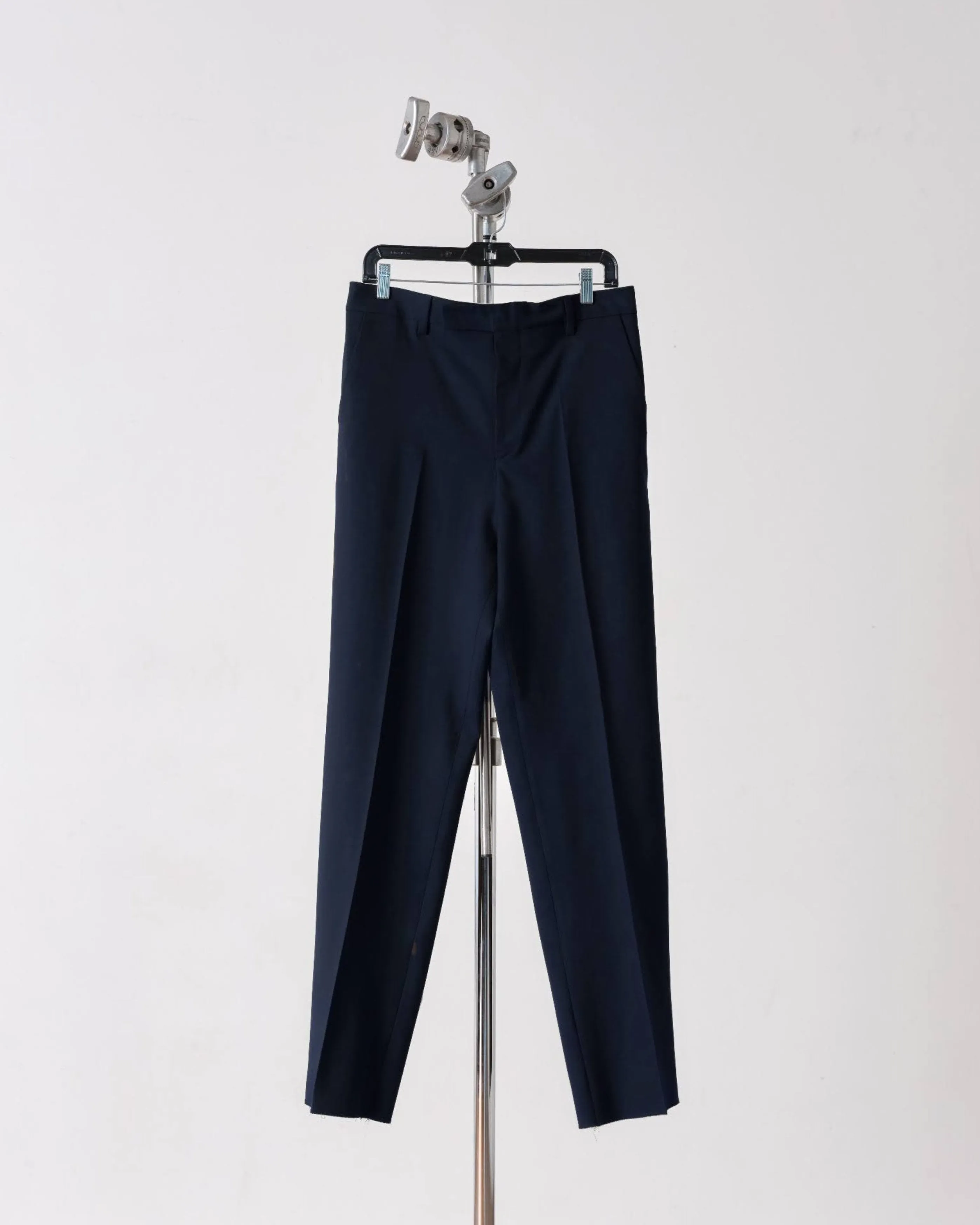 Wool Straight Leg Pant in Navy sold by Homme Girls