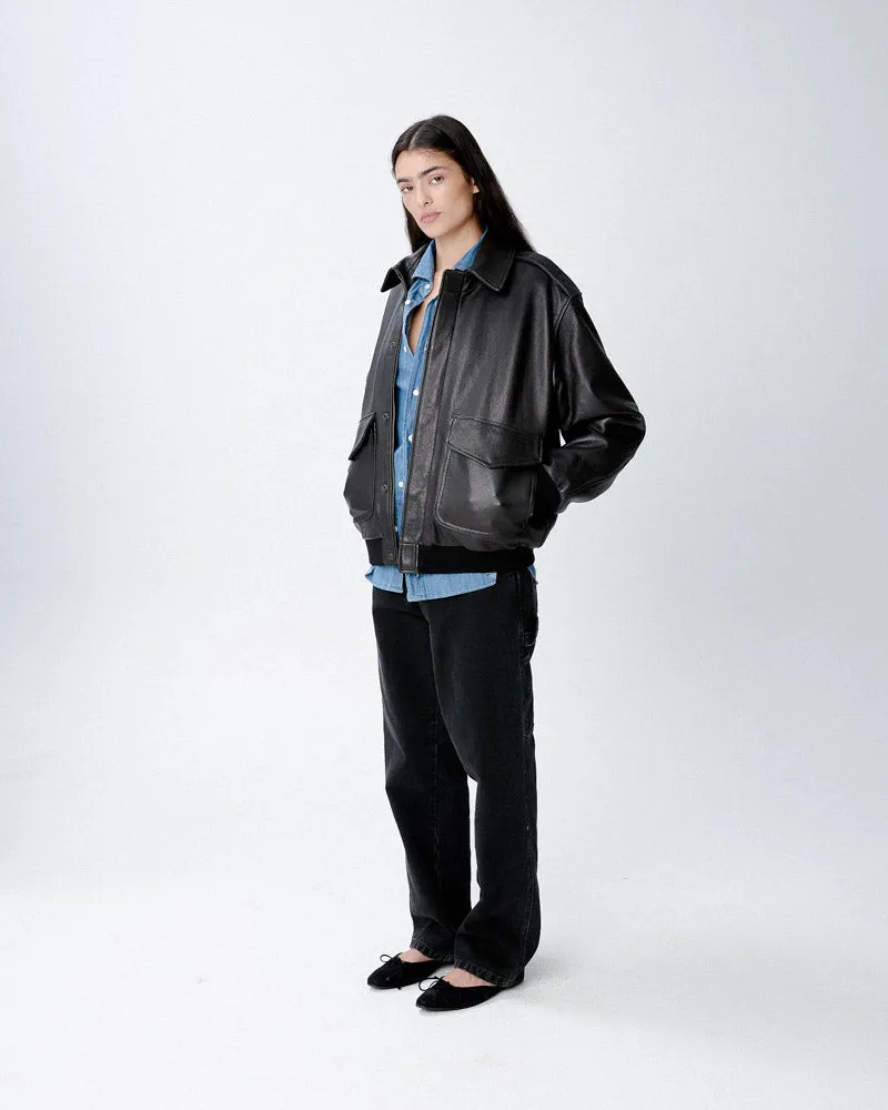 Leather Bomber in Black sold by Homme Girls product image thumbnail 3