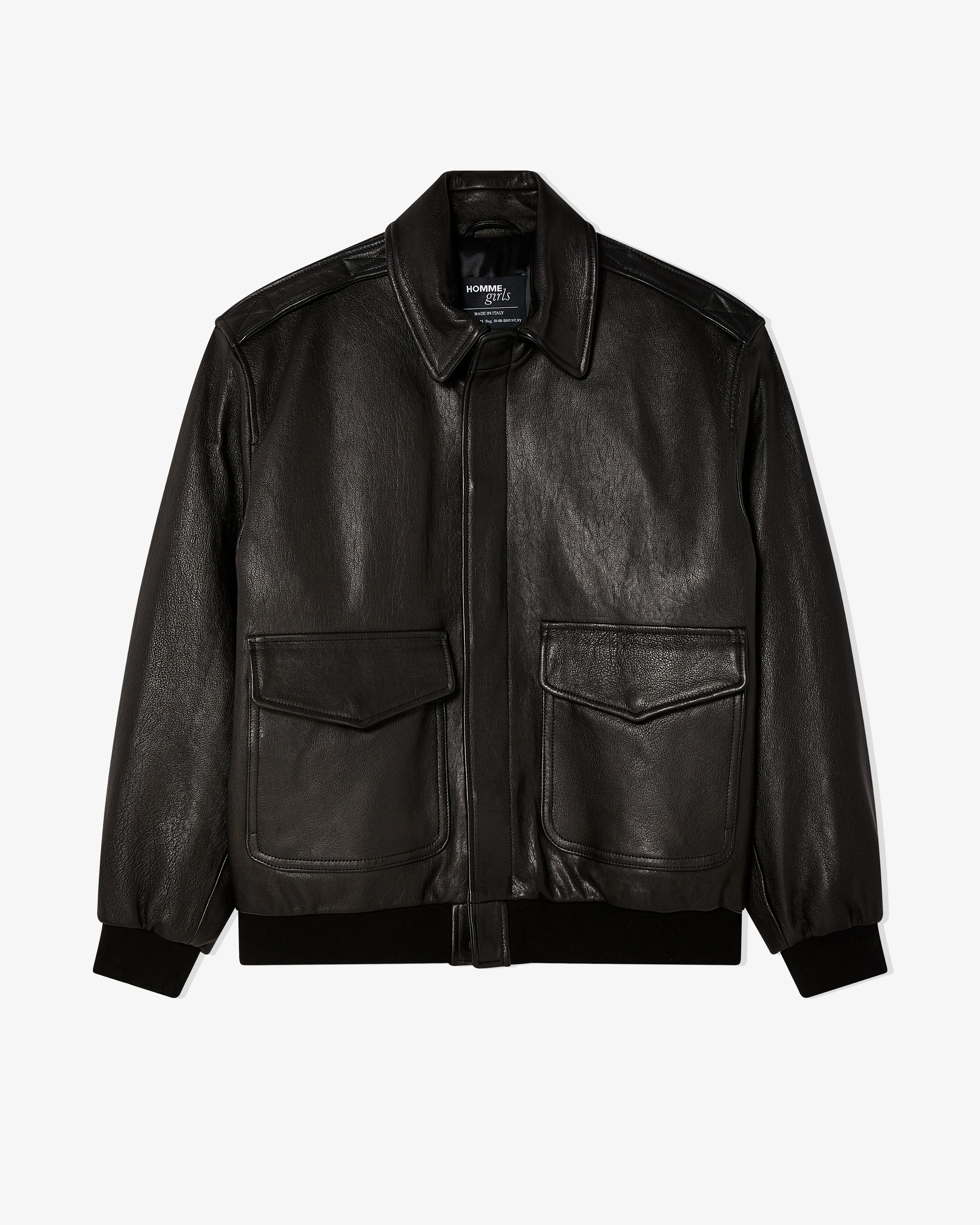Leather Bomber in Black sold by Homme Girls