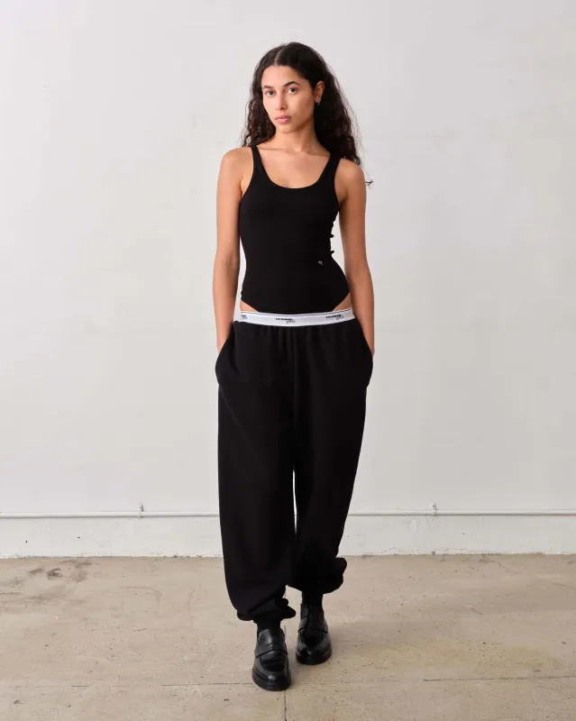 Ribbed Cotton Bodysuit in Black made by Homme Girls