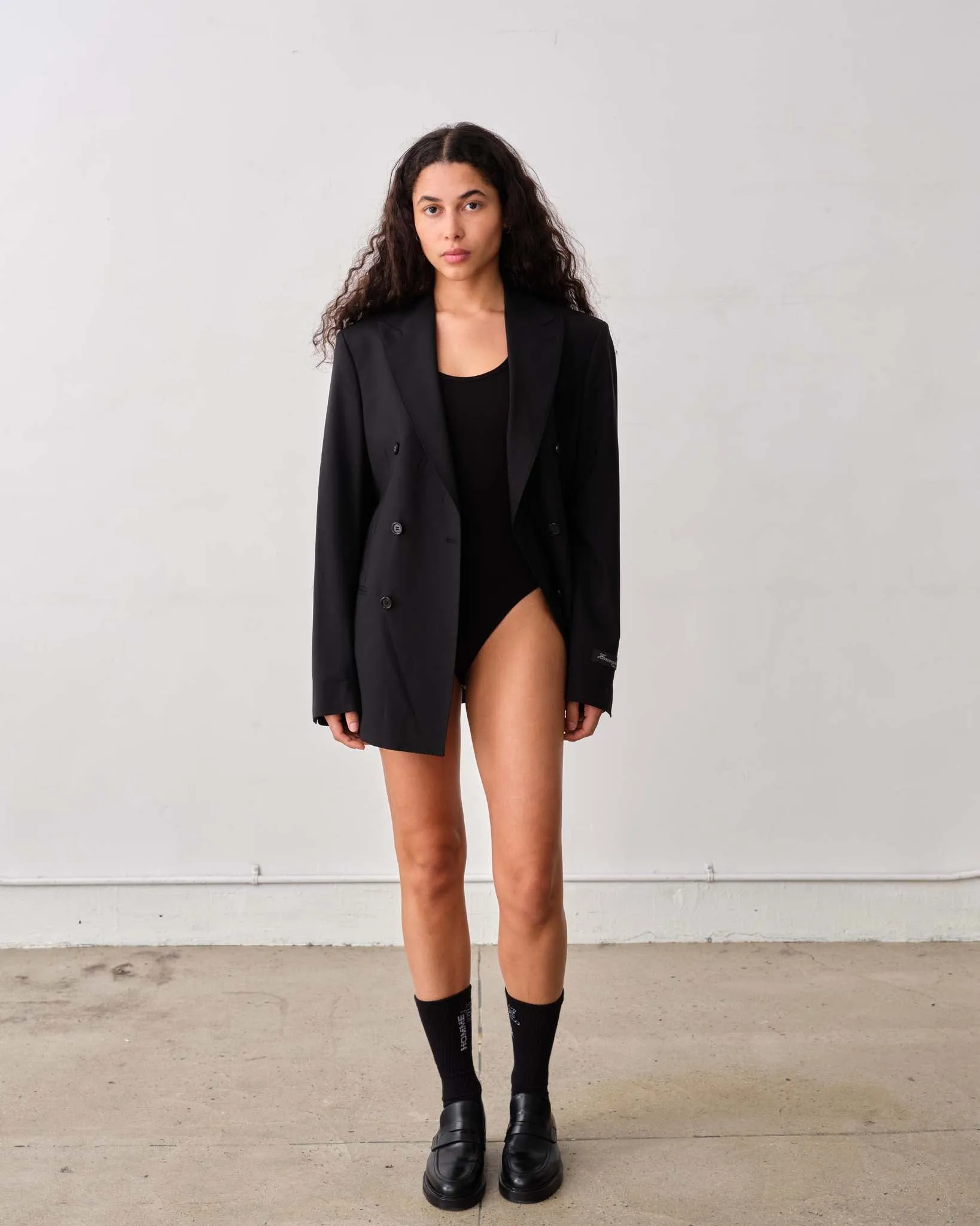 Ribbed Cotton Bodysuit in Black sold by Homme Girls product image thumbnail 2