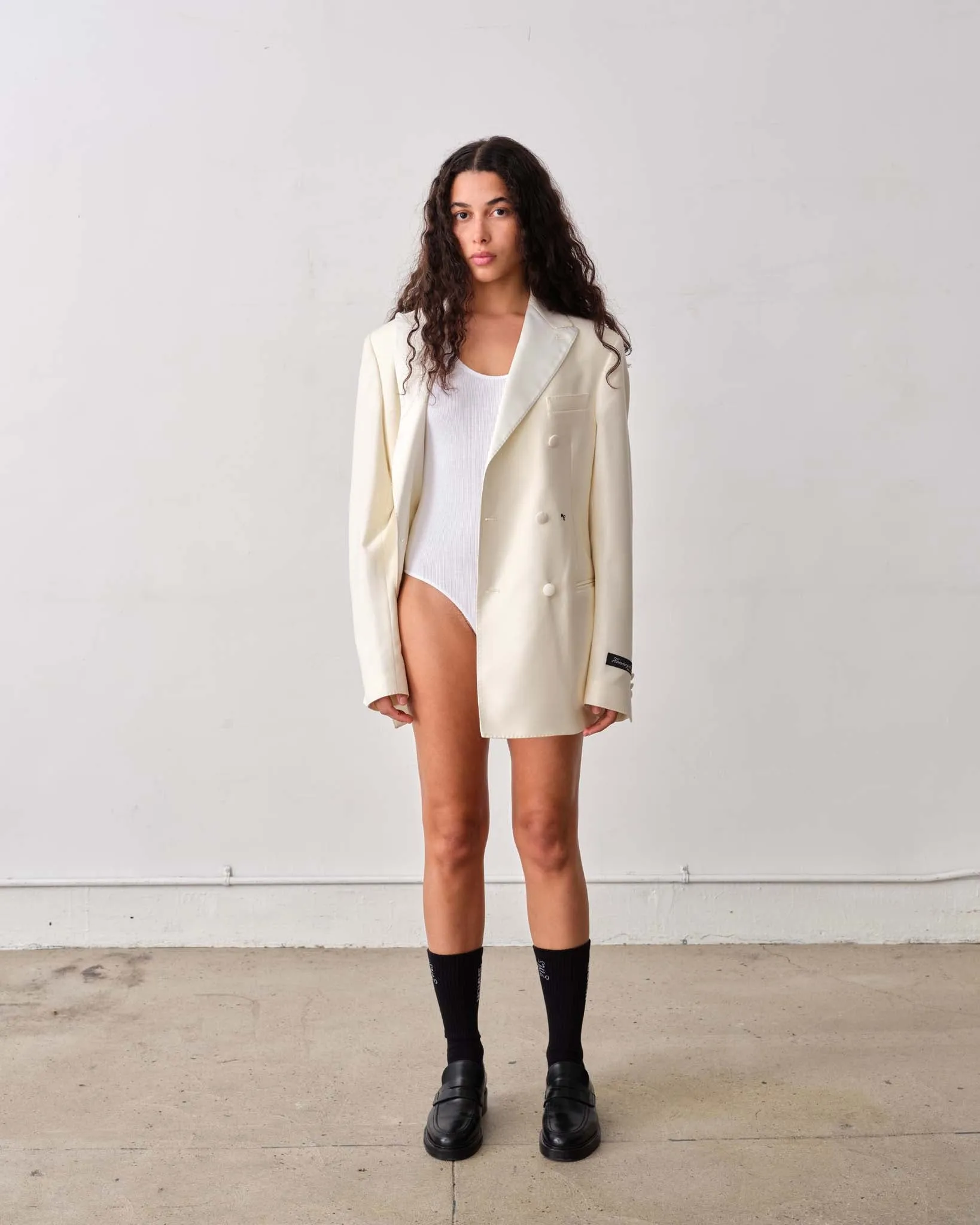 Ribbed Cotton Bodysuit in White sold by Homme Girls product image thumbnail 2