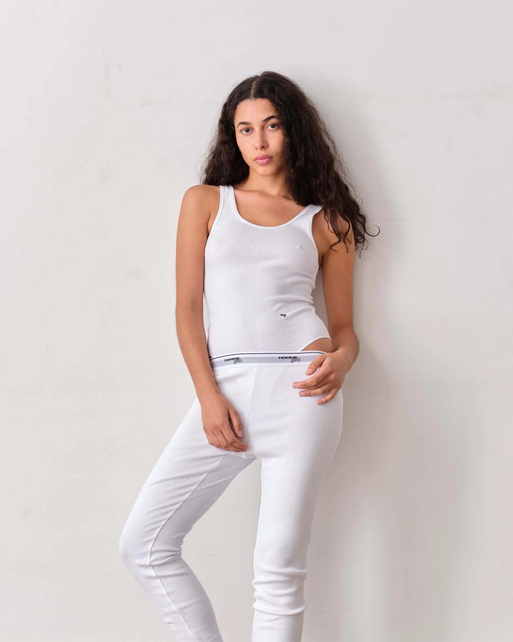 Ribbed Cotton Bodysuit in White sold by Homme Girls product image thumbnail 4
