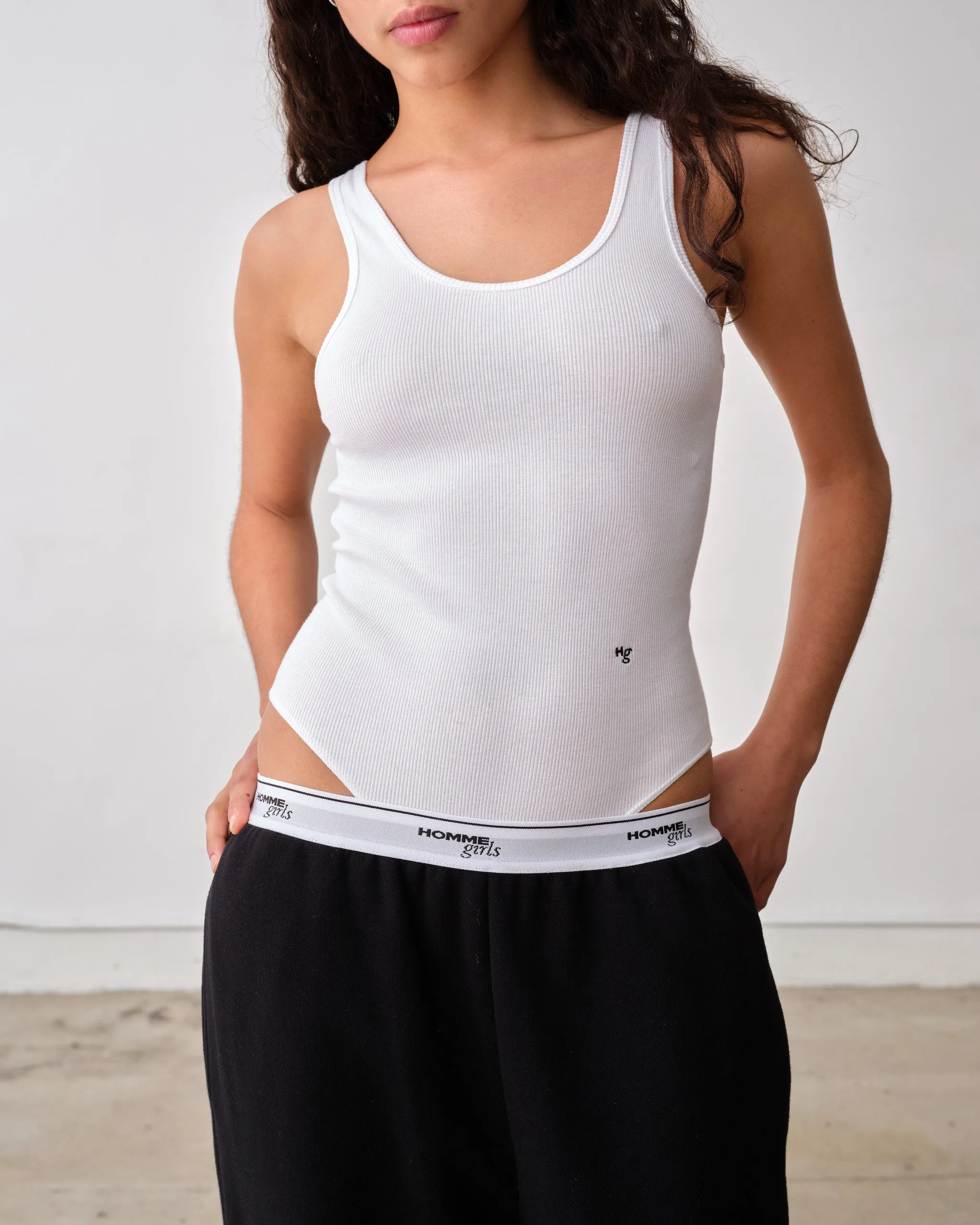 Ribbed Cotton Bodysuit in White sold by Homme Girls product image thumbnail 3