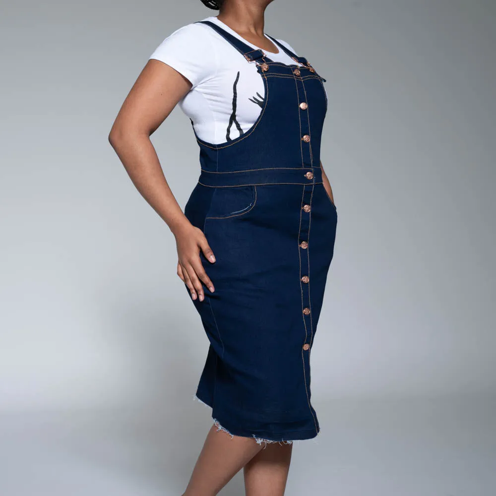 Button Detail Denim Pinafore sold by Fashion World product image thumbnail 4
